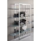 Showcase / bookcase in chromed or brushed steel. Dim: 1150 x 350 x 1750 mm