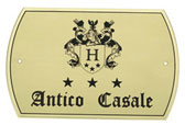 Special brass shaped plate mod. Lisbona (logo). Dim: 330x220x3 mm