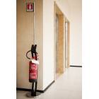 Porte-extincteur en acier inox, Mod. Obliquo . Dim: 300 x h1800 mm