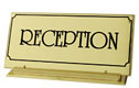 Desk sign Reception all solid brass dim: 250x125 mm