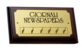 Brass and wooden newspapers wall plate. Dim:540x190x40 mm