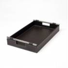 Service tray leather finishing with metal handles
