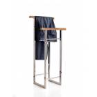 Valet stand-hanger ,mod. Qvadrat in stainless steel and wood.